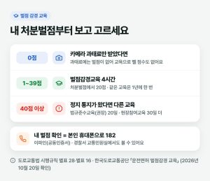 벌점 감경 교육은 40점이 되기 전에 들어야 20점이 빠집니다