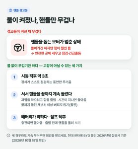 핸들 경고등이 켜지고 핸들이 무거워졌다면 몰고 가도 될까요